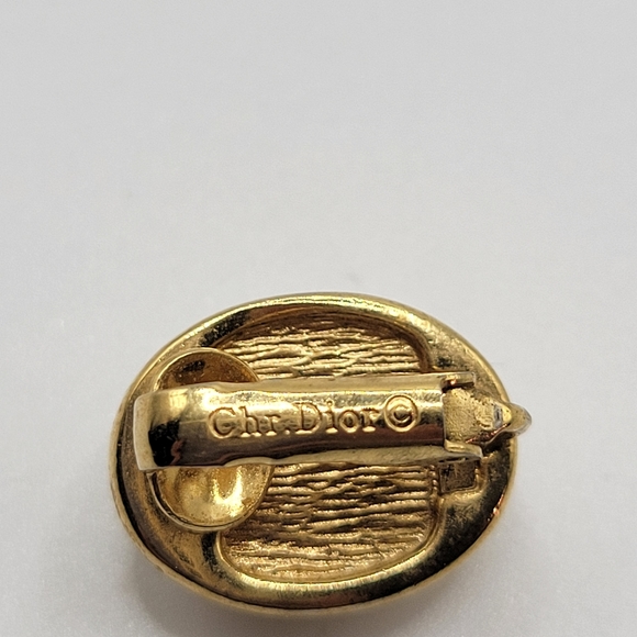 VTG Christian Dior Faux Pearl & Gold Tone Clip-on Earrings | SIGNED - Picture 4 of 9